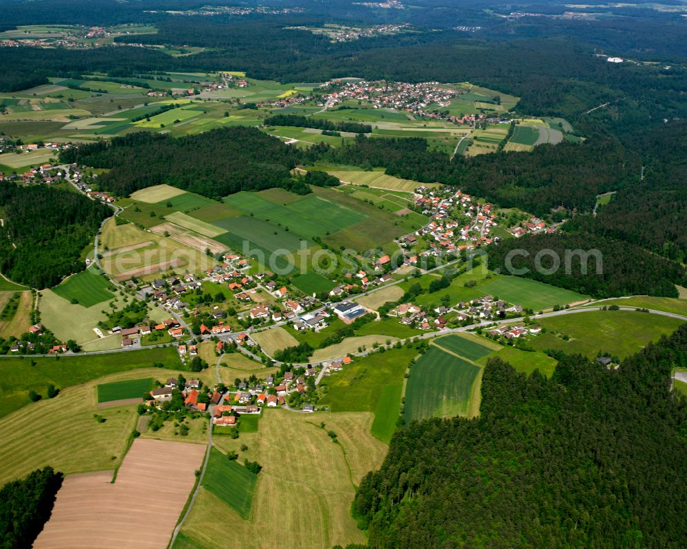 Oberreichenbach from above - Village - view on the edge of forested areas in Oberreichenbach in the state Baden-Wuerttemberg, Germany