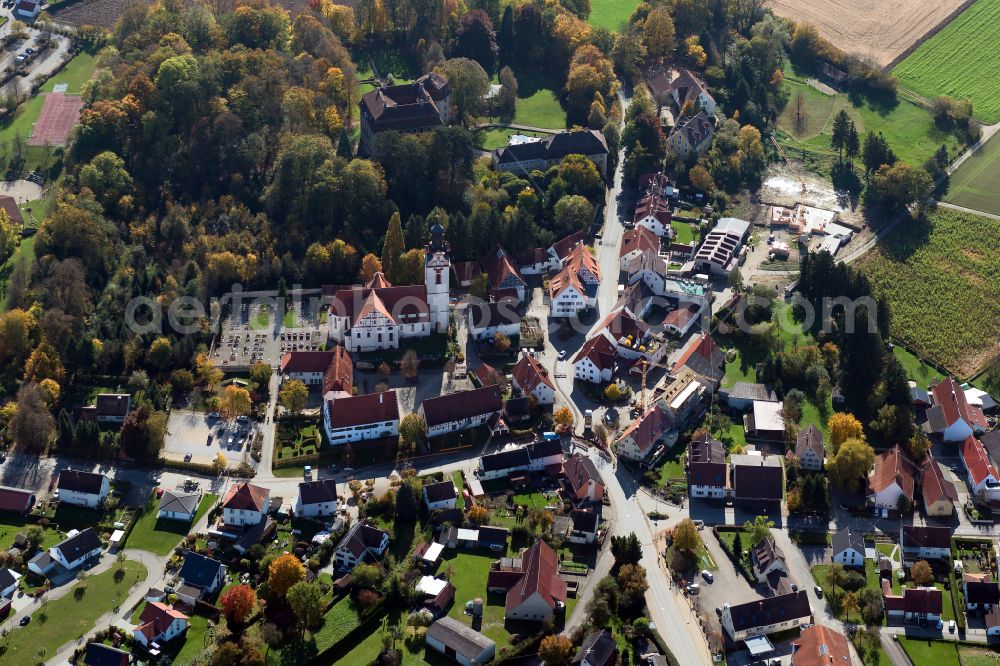 Oberstadion from above - Village - view on the edge of forested areas in Oberstadion in the state Baden-Wuerttemberg, Germany