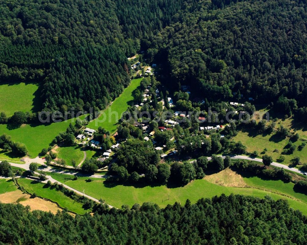 Aerial image Oberzent - Village - view on the edge of forested areas in Oberzent in the state Hesse, Germany