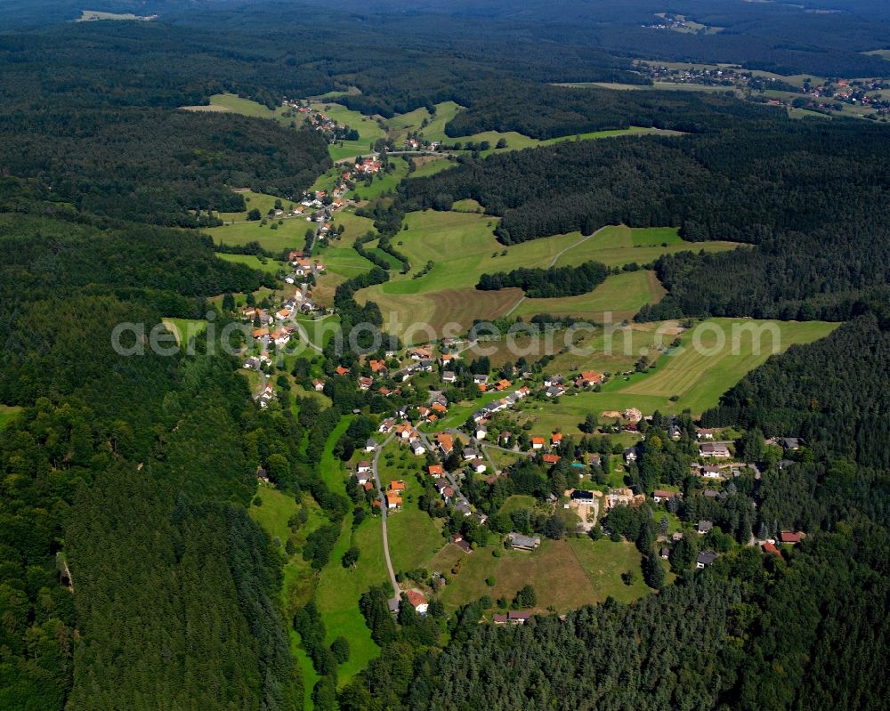 Aerial image Olfen - Village - view on the edge of forested areas in Olfen in the state Hesse, Germany