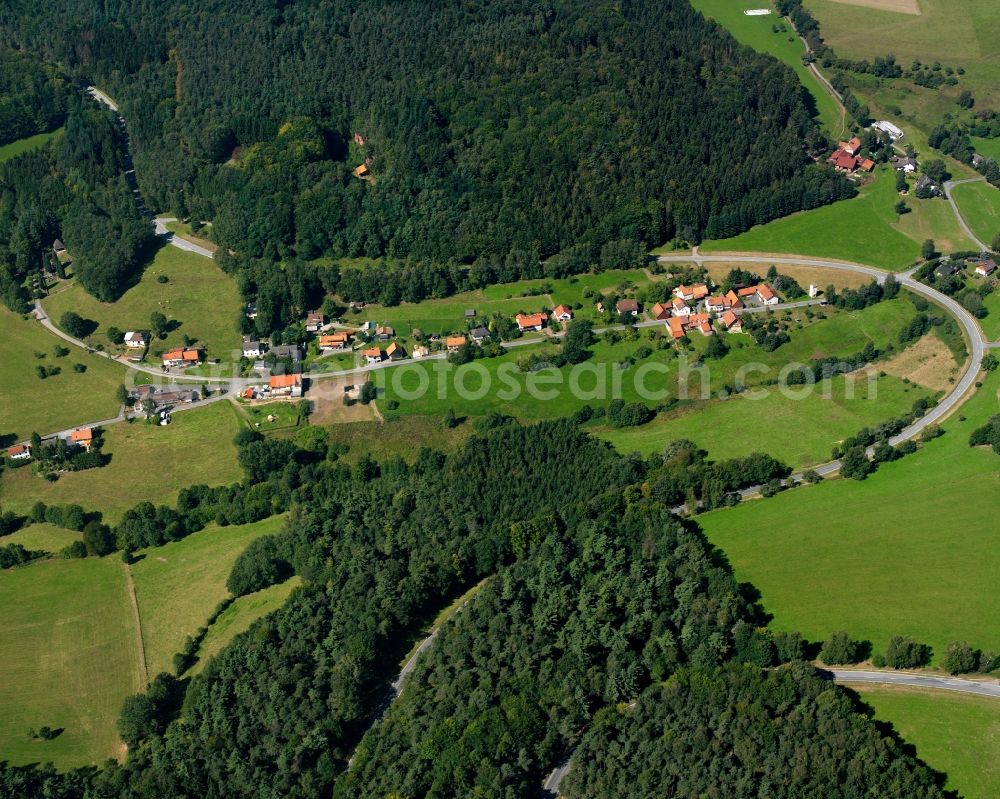 Olfen from above - Village - view on the edge of forested areas in Olfen in the state Hesse, Germany