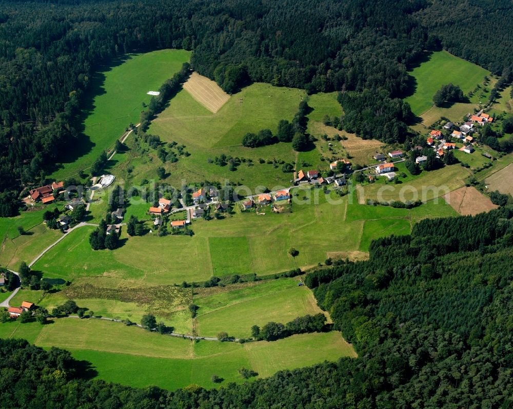 Aerial image Olfen - Village - view on the edge of forested areas in Olfen in the state Hesse, Germany