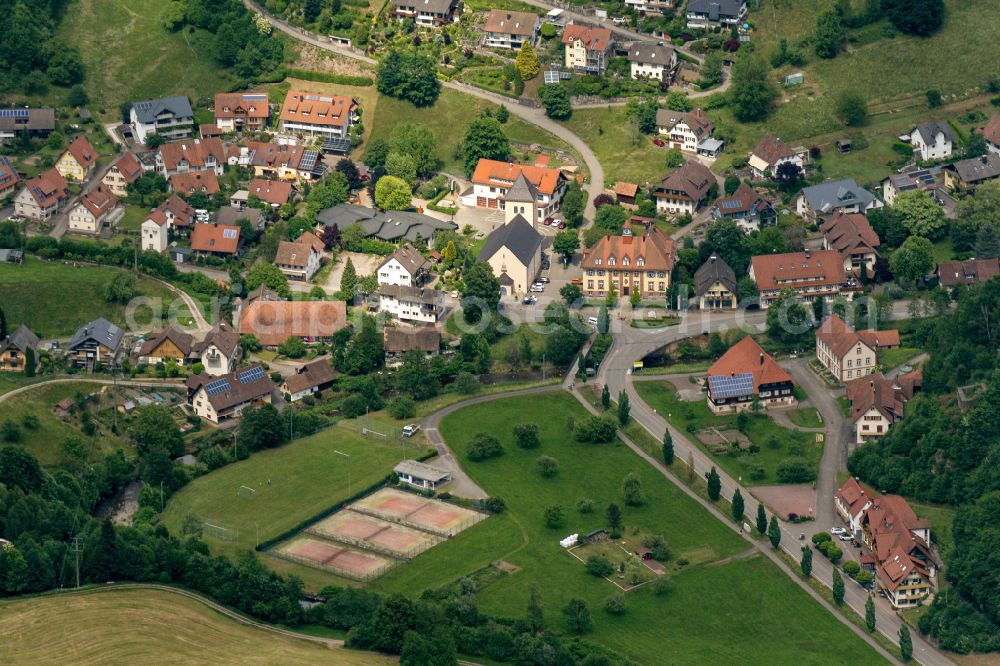 Aerial image Oberwolfach - Village - view on the edge of forested areas in Oberwolfach in the state Baden-Wuerttemberg, Germany