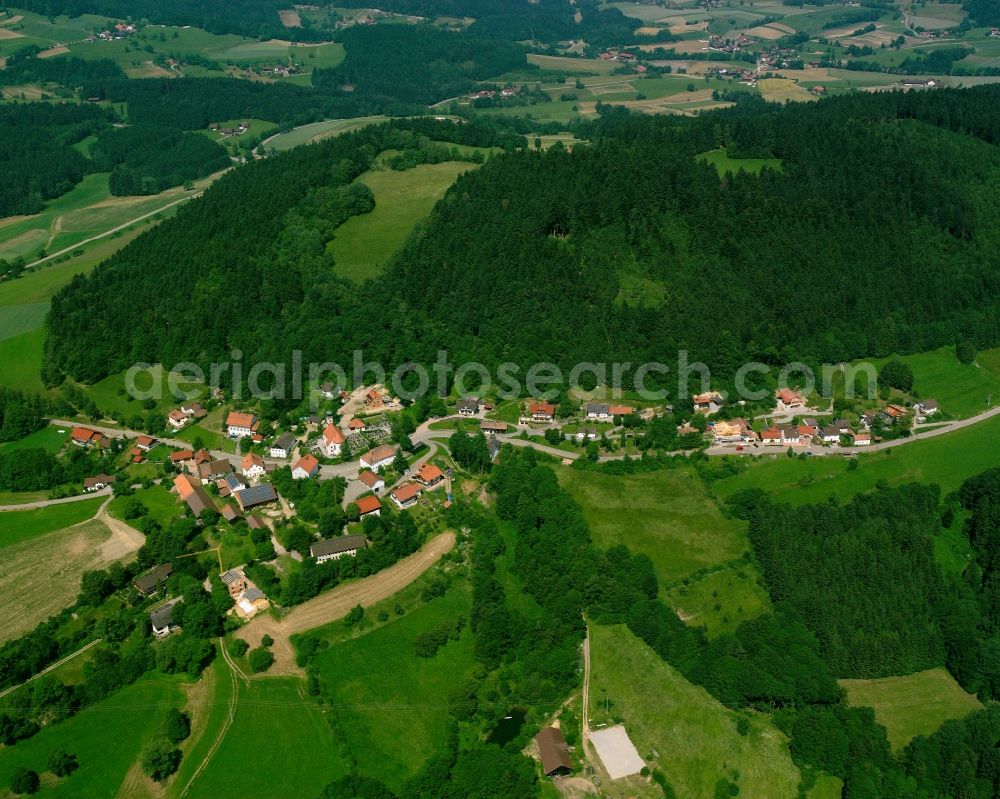 Perasdorf from above - Village - view on the edge of forested areas in Perasdorf in the state Bavaria, Germany