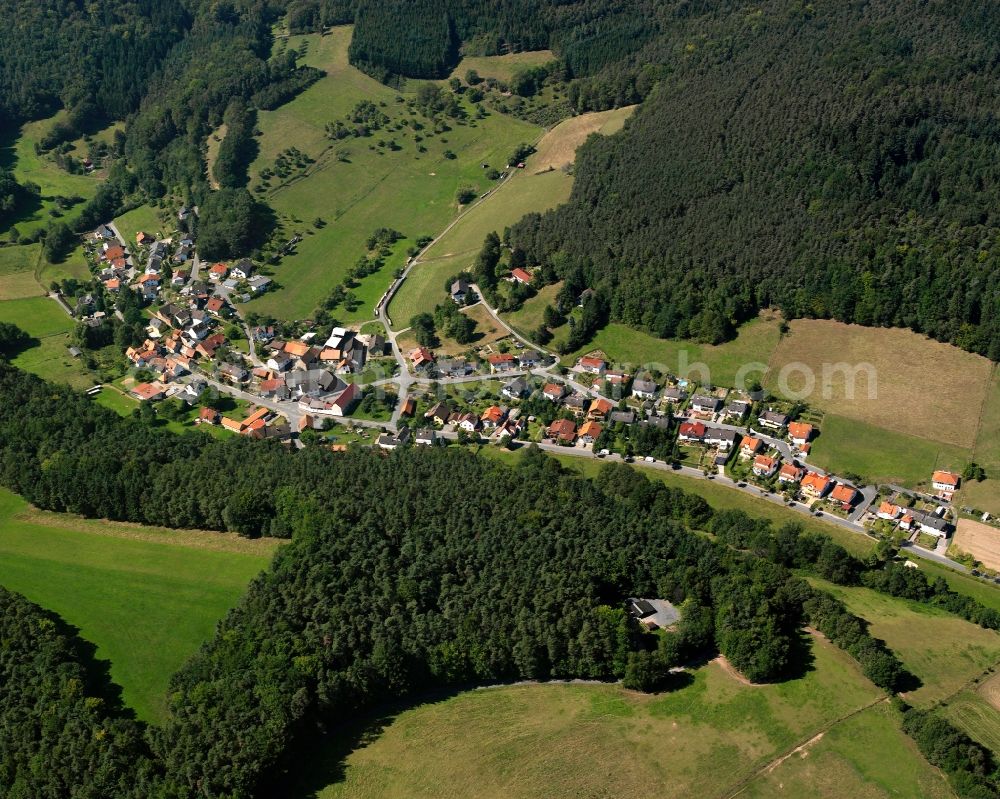 Aerial photograph Pfirschbach - Village - view on the edge of forested areas in Pfirschbach in the state Hesse, Germany