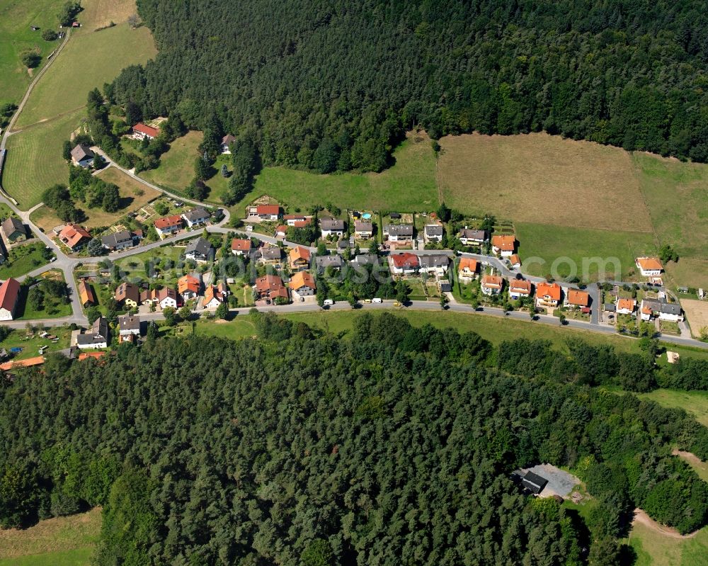 Pfirschbach from above - Village - view on the edge of forested areas in Pfirschbach in the state Hesse, Germany