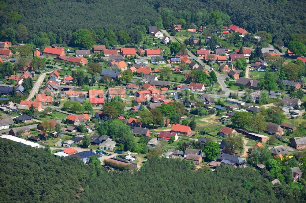 Aerial image Polz - Village - view on the edge of forested areas in Polz in the state Mecklenburg - Western Pomerania, Germany