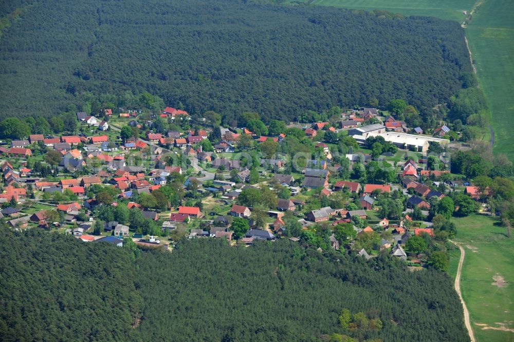 Aerial photograph Polz - Village - view on the edge of forested areas in Polz in the state Mecklenburg - Western Pomerania, Germany