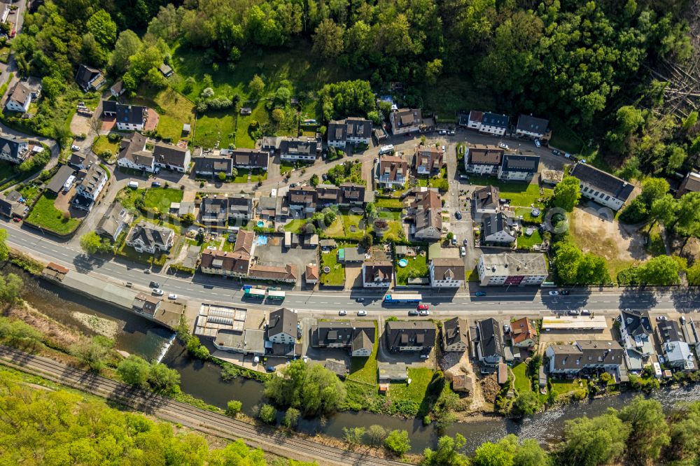 Priorei from above - Village - view on the edge of forested areas in Priorei in the state North Rhine-Westphalia, Germany