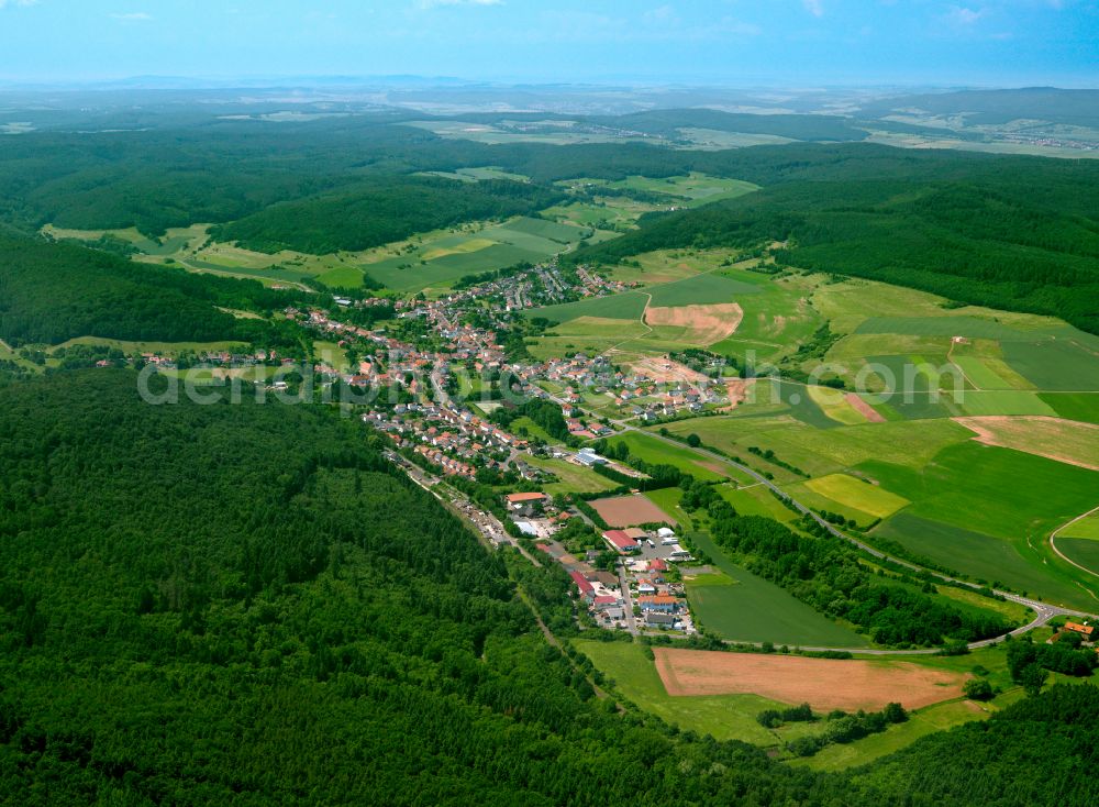 Ramsen from the bird's eye view: Village - view on the edge of forested areas in Ramsen in the state Rhineland-Palatinate, Germany