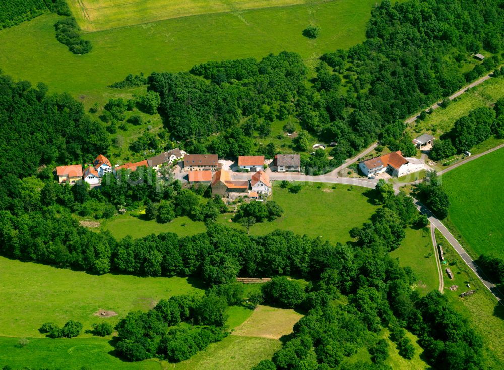 Rathskirchen from above - Village - view on the edge of forested areas in Rathskirchen in the state Rhineland-Palatinate, Germany