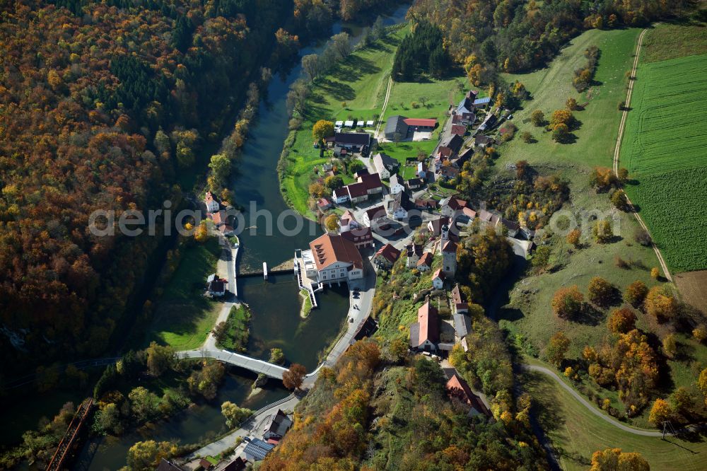 Aerial image Rechtenstein - Village - view on the edge of forested areas in Rechtenstein in the state Baden-Wuerttemberg, Germany