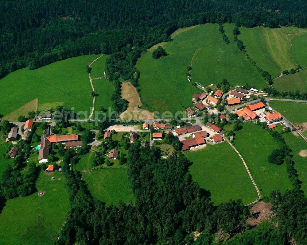 Rettenbach from above - Village - view on the edge of forested areas in Rettenbach in the state Bavaria, Germany