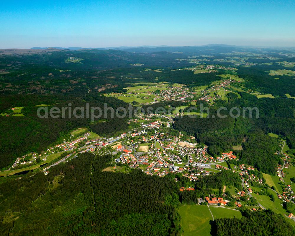 Aerial photograph Riedlhütte - Village - view on the edge of forested areas in Riedlhütte in the state Bavaria, Germany