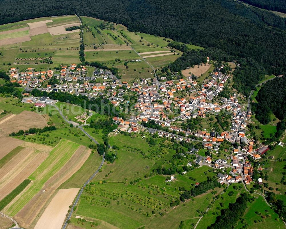 Rimhorn from above - Village - view on the edge of forested areas in Rimhorn in the state Hesse, Germany