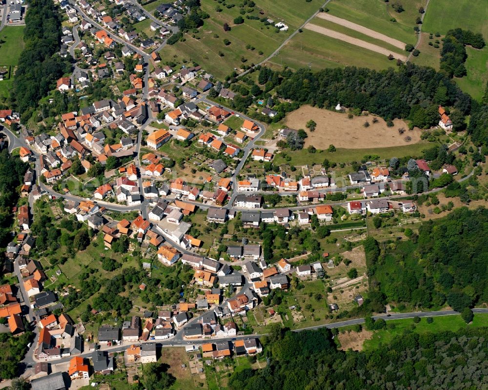 Aerial image Rimhorn - Village - view on the edge of forested areas in Rimhorn in the state Hesse, Germany