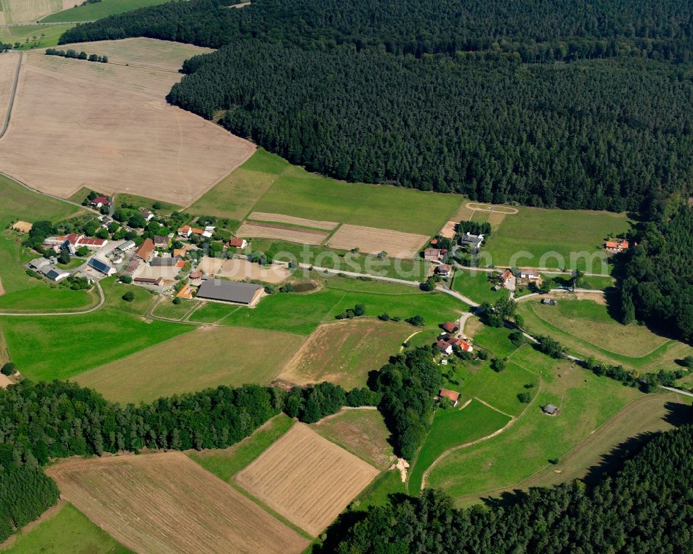 Aerial image Roßbach - Village - view on the edge of forested areas in Roßbach in the state Hesse, Germany