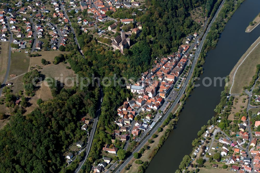 Rothenfels from above - Village - view on the edge of forested areas in Rothenfels in the state Bavaria, Germany