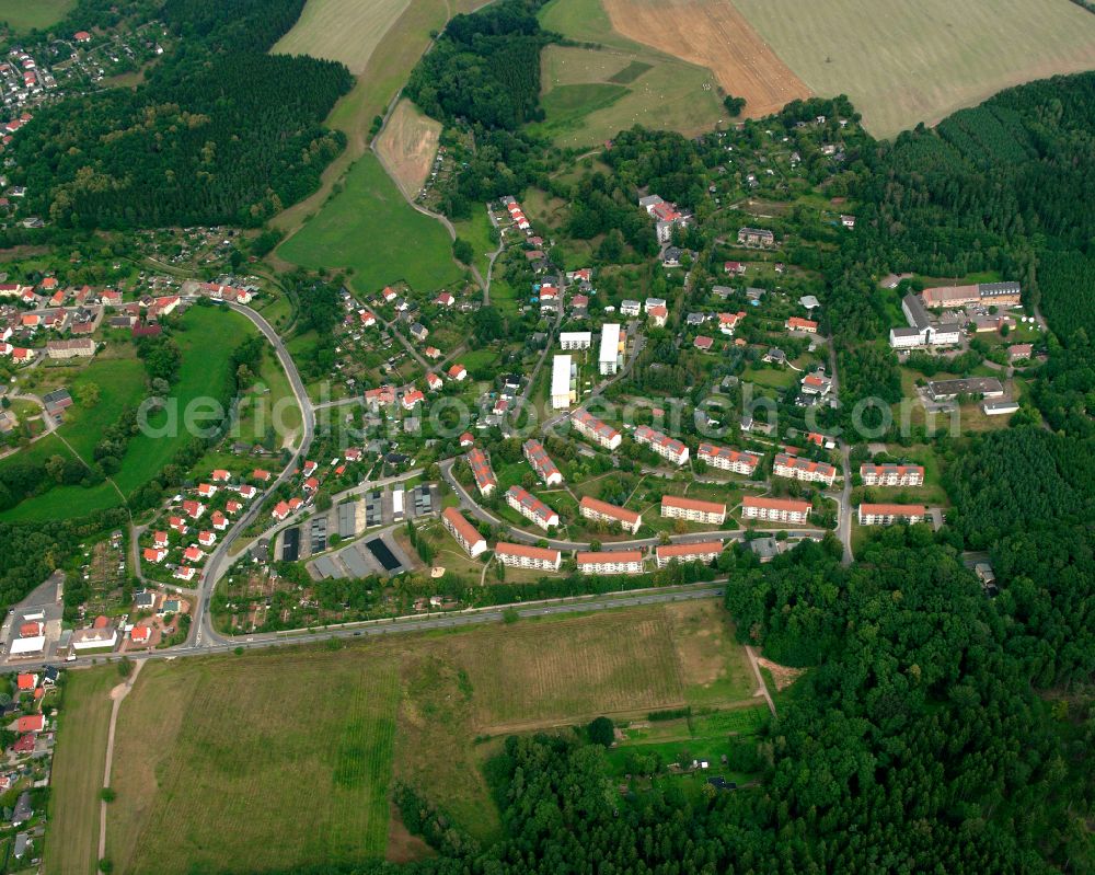 Aerial image Scheubengrobsdorf - Village - view on the edge of forested areas in Scheubengrobsdorf in the state Thuringia, Germany