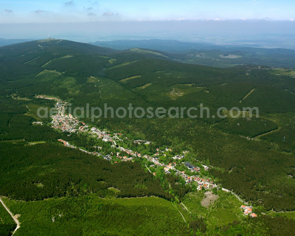 Aerial photograph Schierke - Village - view on the edge of forested areas in Schierke Harz in the state Saxony-Anhalt, Germany