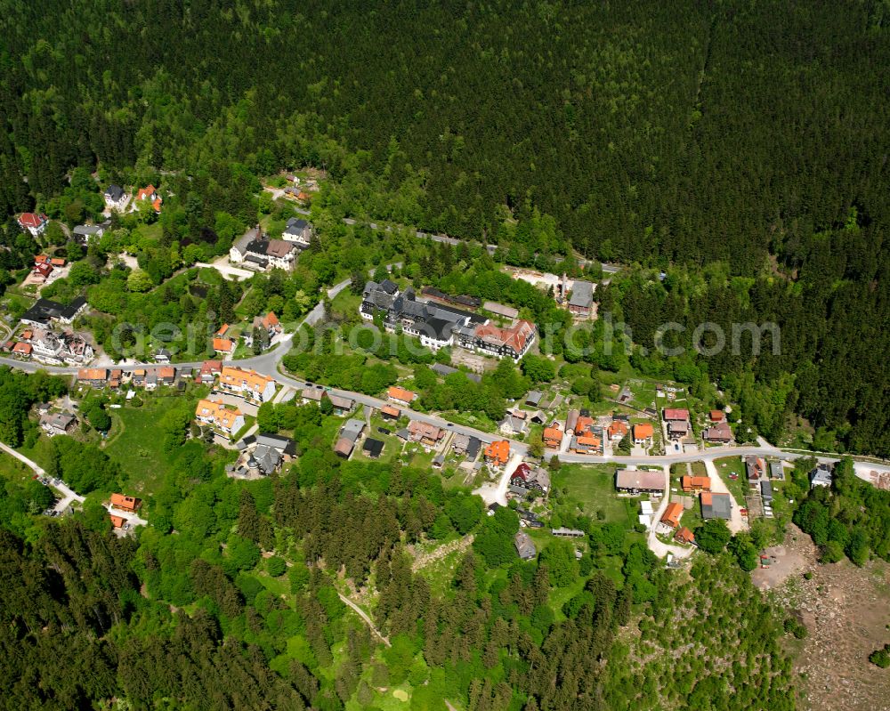 Aerial photograph Schierke - Village - view on the edge of forested areas in Schierke Harz in the state Saxony-Anhalt, Germany