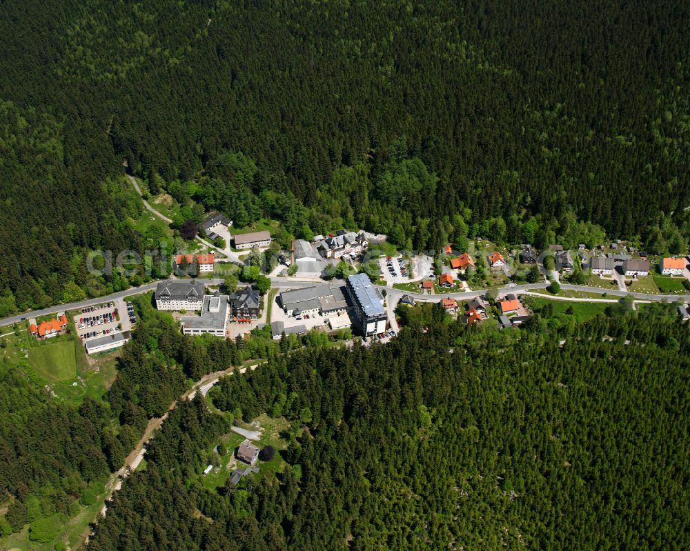 Aerial photograph Schierke - Village - view on the edge of forested areas in Schierke Harz in the state Saxony-Anhalt, Germany