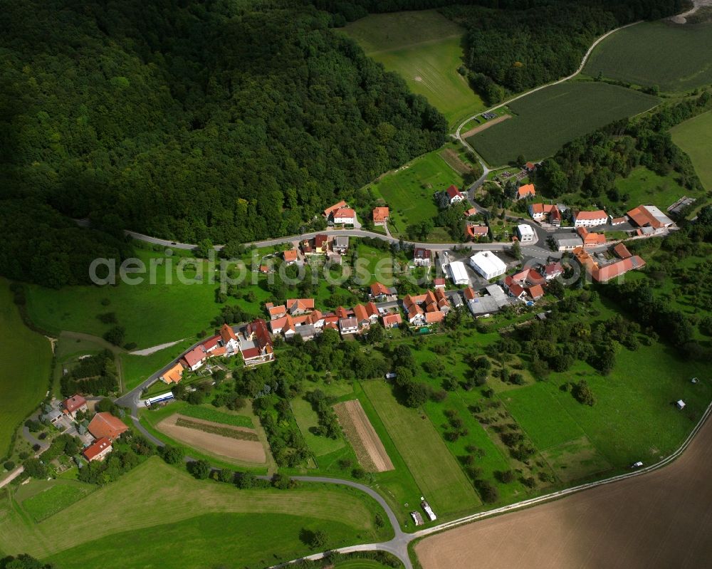 Aerial image Schierschwende - Village - view on the edge of forested areas in Schierschwende in the state Thuringia, Germany