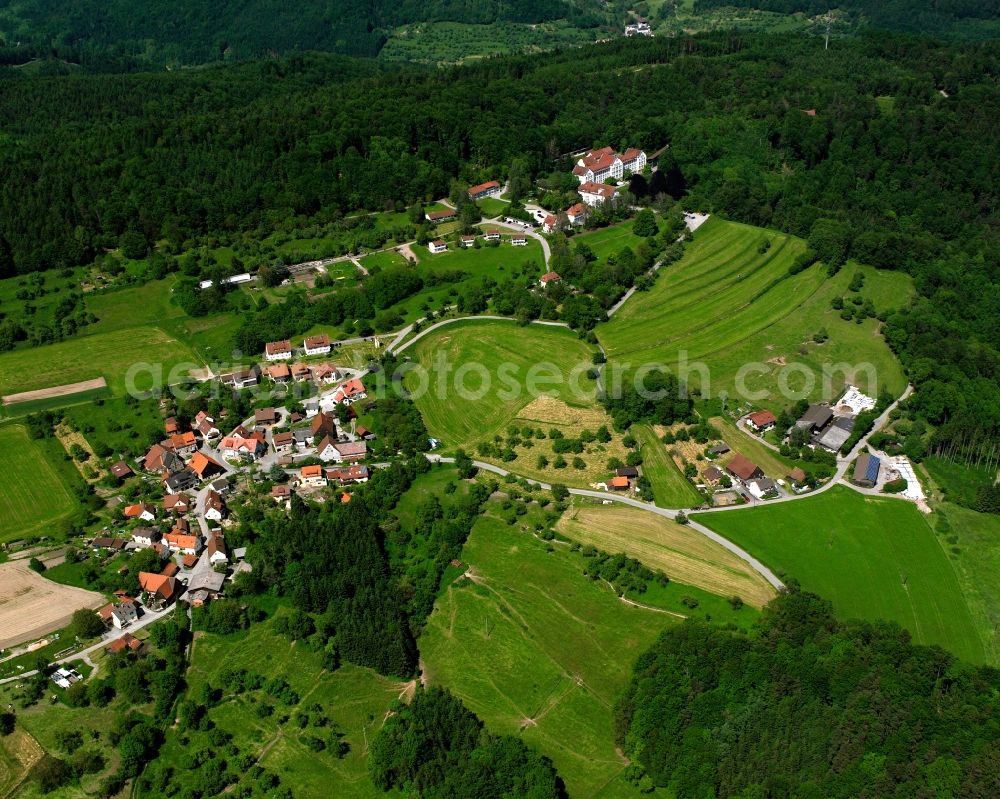 Aerial image Schiffrain - Village - view on the edge of forested areas in Schiffrain in the state Baden-Wuerttemberg, Germany