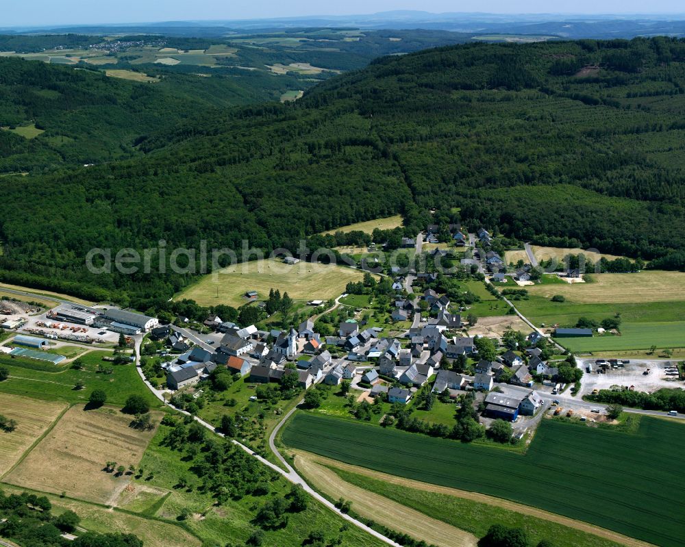 Schlierschied from above - Village - view on the edge of forested areas in Schlierschied in the state Rhineland-Palatinate, Germany