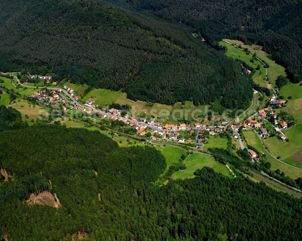 Schöllenbach from above - Village - view on the edge of forested areas in Schöllenbach in the state Hesse, Germany