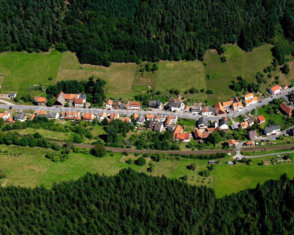 Aerial image Schöllenbach - Village - view on the edge of forested areas in Schöllenbach in the state Hesse, Germany