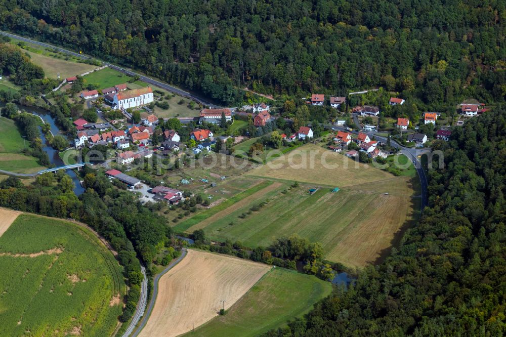 Aerial image Schönau - Village - view on the edge of forested areas in Schönau in the state Bavaria, Germany