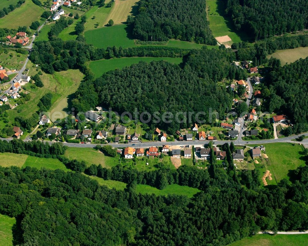 Aerial image Schönnen - Village - view on the edge of forested areas in Schönnen in the state Hesse, Germany