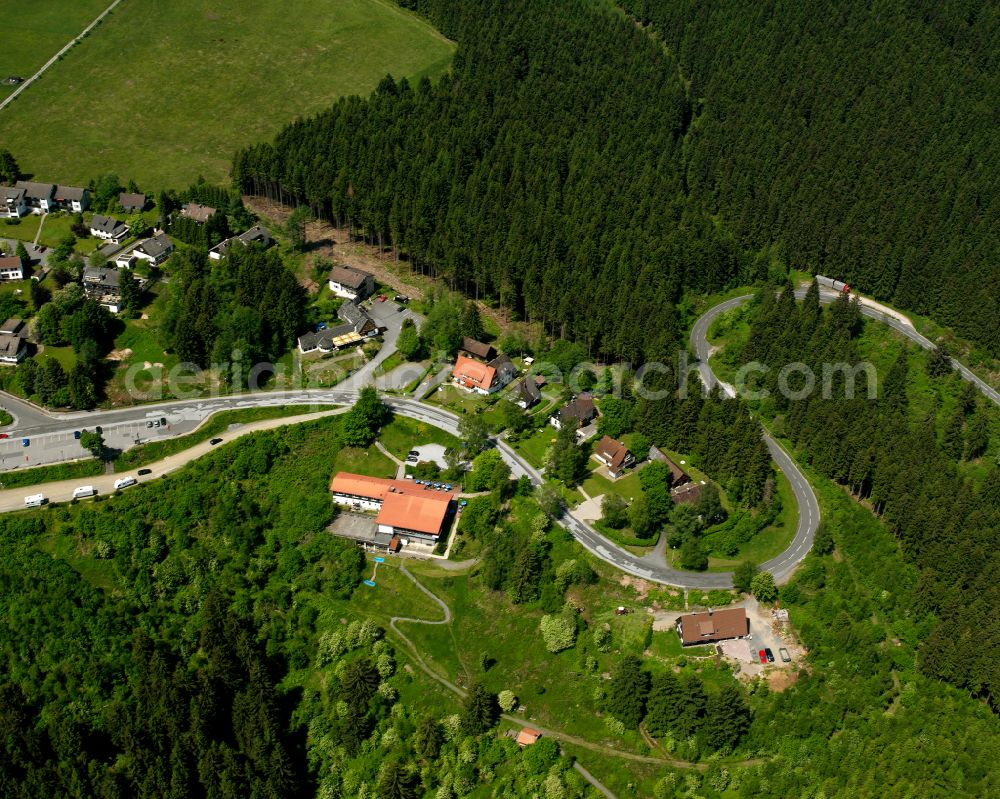 Schulenberg im Oberharz from above - Village - view on the edge of forested areas in Schulenberg im Oberharz in the state Lower Saxony, Germany