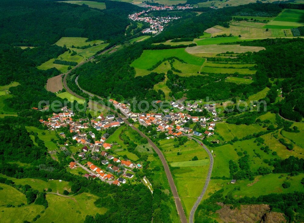 Schweisweiler from above - Village - view on the edge of forested areas in Schweisweiler in the state Rhineland-Palatinate, Germany