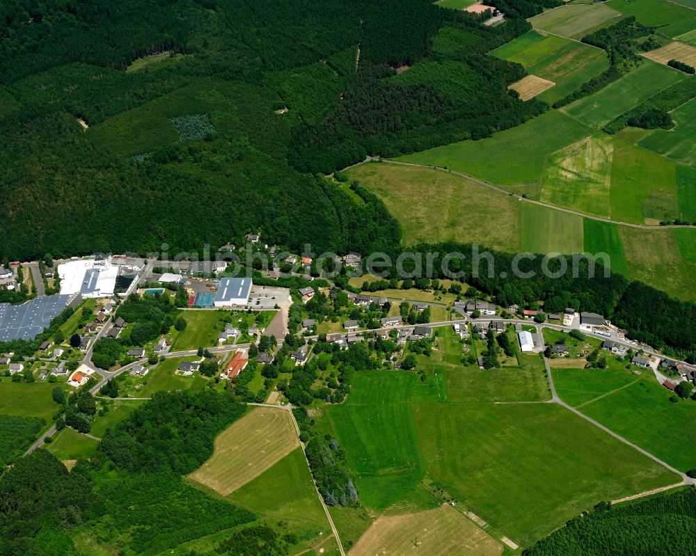 Schwollen from above - Village - view on the edge of forested areas in Schwollen in the state Rhineland-Palatinate, Germany