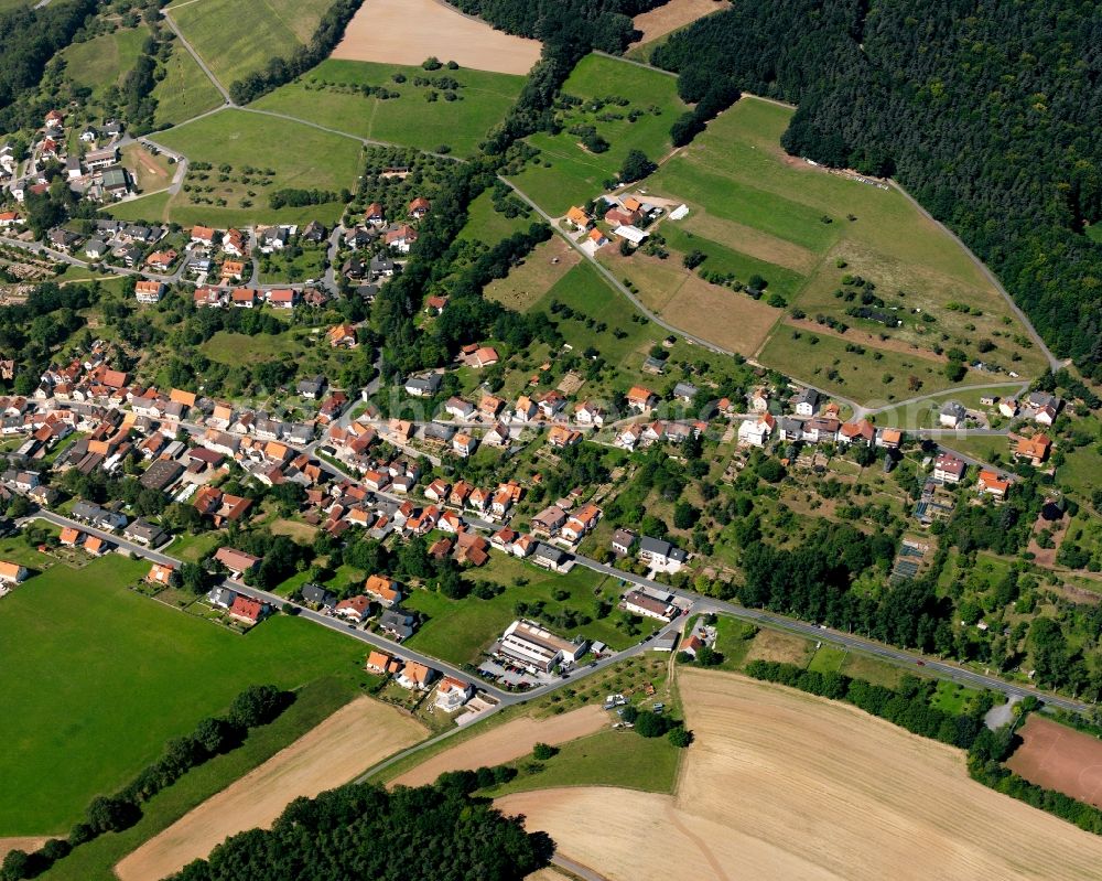 Aerial image Seckmauern - Village - view on the edge of forested areas in Seckmauern in the state Hesse, Germany