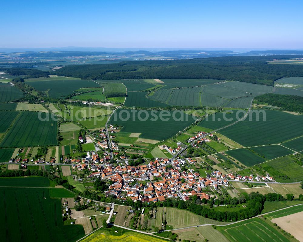 Aerial image Silberhausen - Village - view on the edge of forested areas in Silberhausen in the state Thuringia, Germany