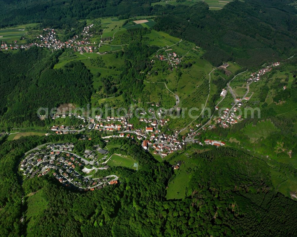 Spiegelberg from the bird's eye view: Village - view on the edge of forested areas in Spiegelberg in the state Baden-Wuerttemberg, Germany