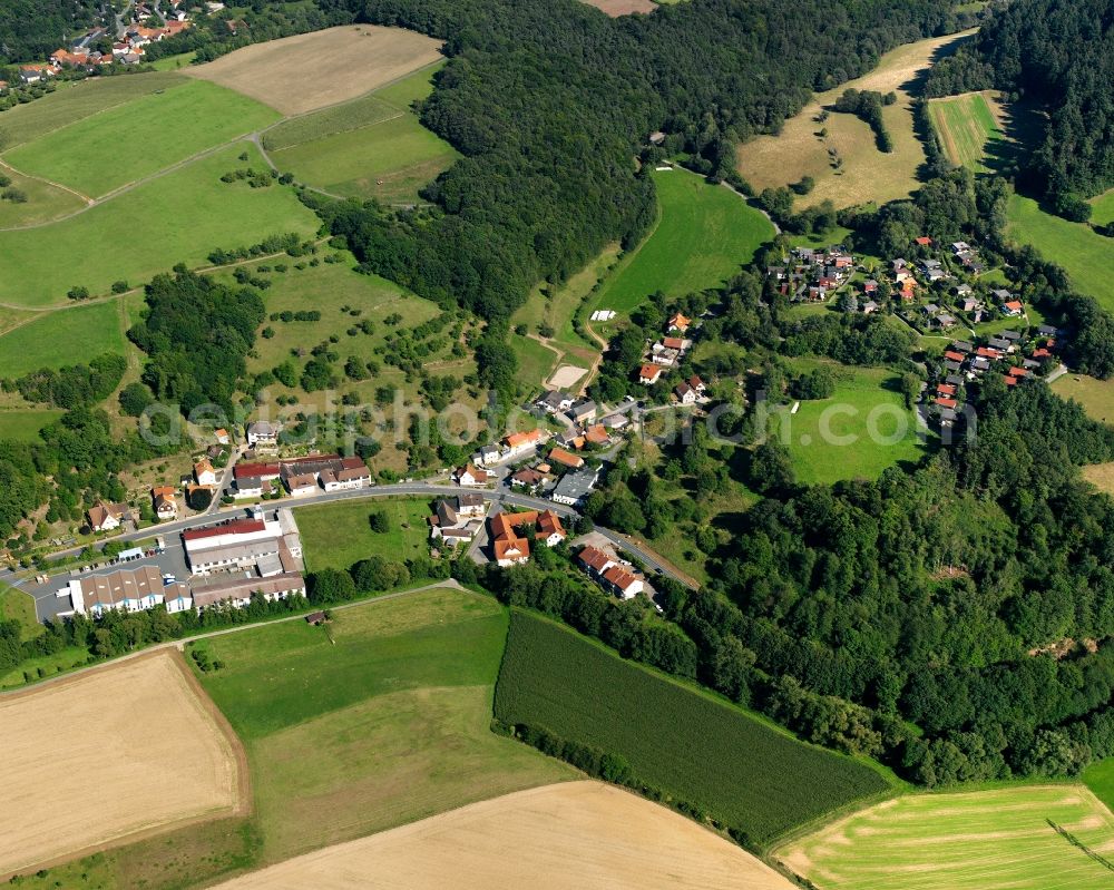 Aerial image Stierbach - Village - view on the edge of forested areas in Stierbach in the state Hesse, Germany