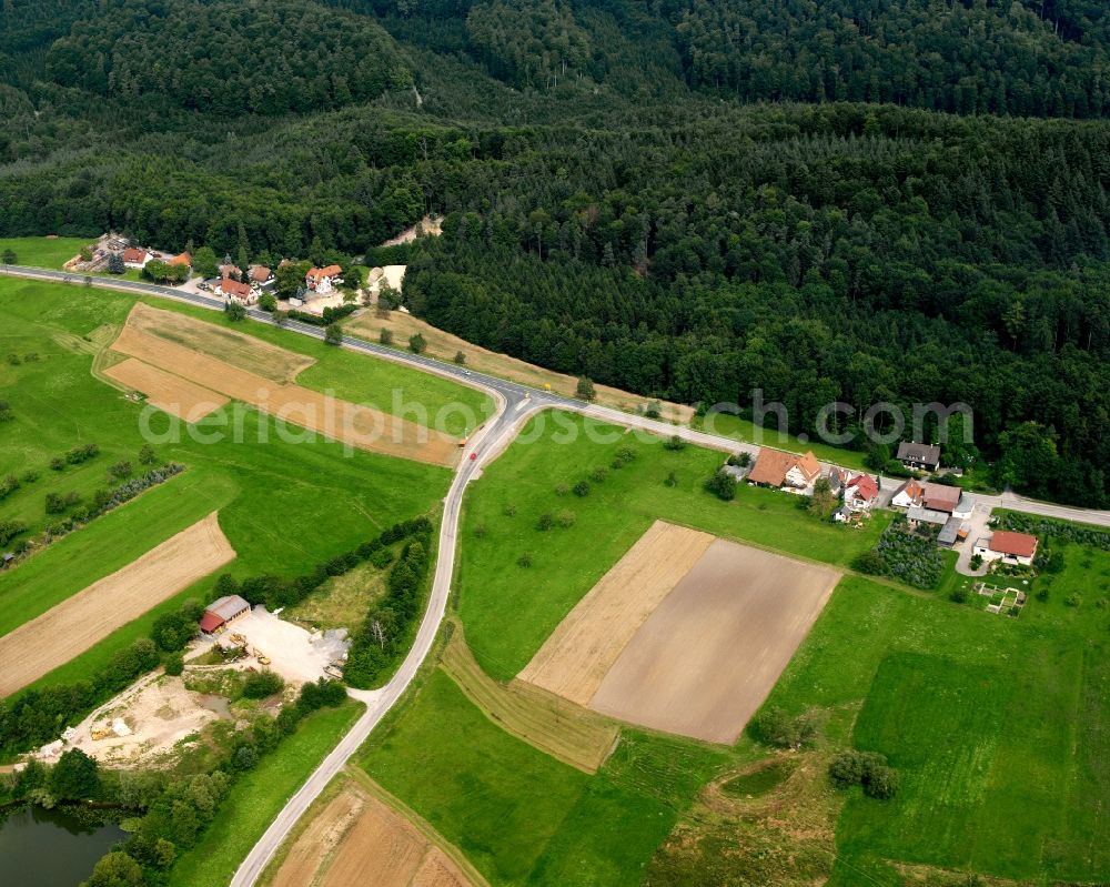 Aerial image Stollenhof - Village - view on the edge of forested areas in Stollenhof in the state Baden-Wuerttemberg, Germany