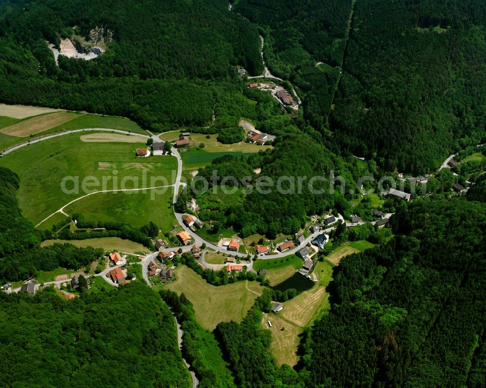 Aerial image Tiefenstein - Village - view on the edge of forested areas in Tiefenstein in the state Baden-Wuerttemberg, Germany