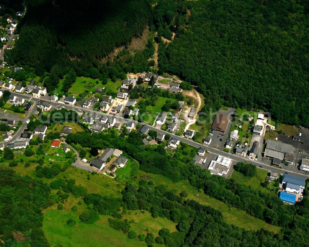 Aerial image Tiefenstein - Village - view on the edge of forested areas in Tiefenstein in the state Rhineland-Palatinate, Germany