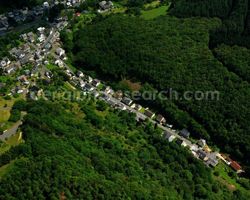 Tiefenstein from above - Village - view on the edge of forested areas in Tiefenstein in the state Rhineland-Palatinate, Germany