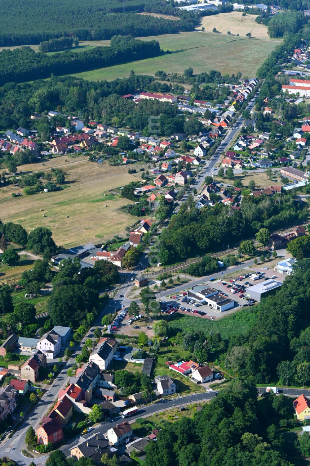 Treuenbrietzen from above - Village - view on the edge of forested areas in Treuenbrietzen in the state Brandenburg, Germany