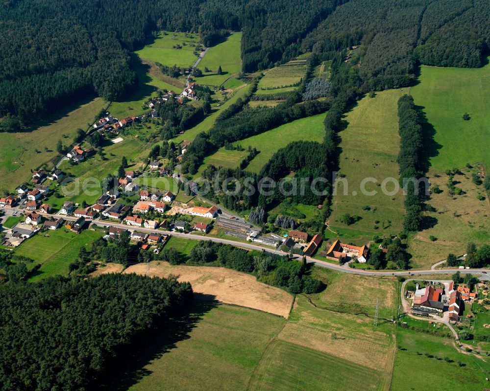 Aerial photograph Unter-Mossau - Village - view on the edge of forested areas in Unter-Mossau in the state Hesse, Germany