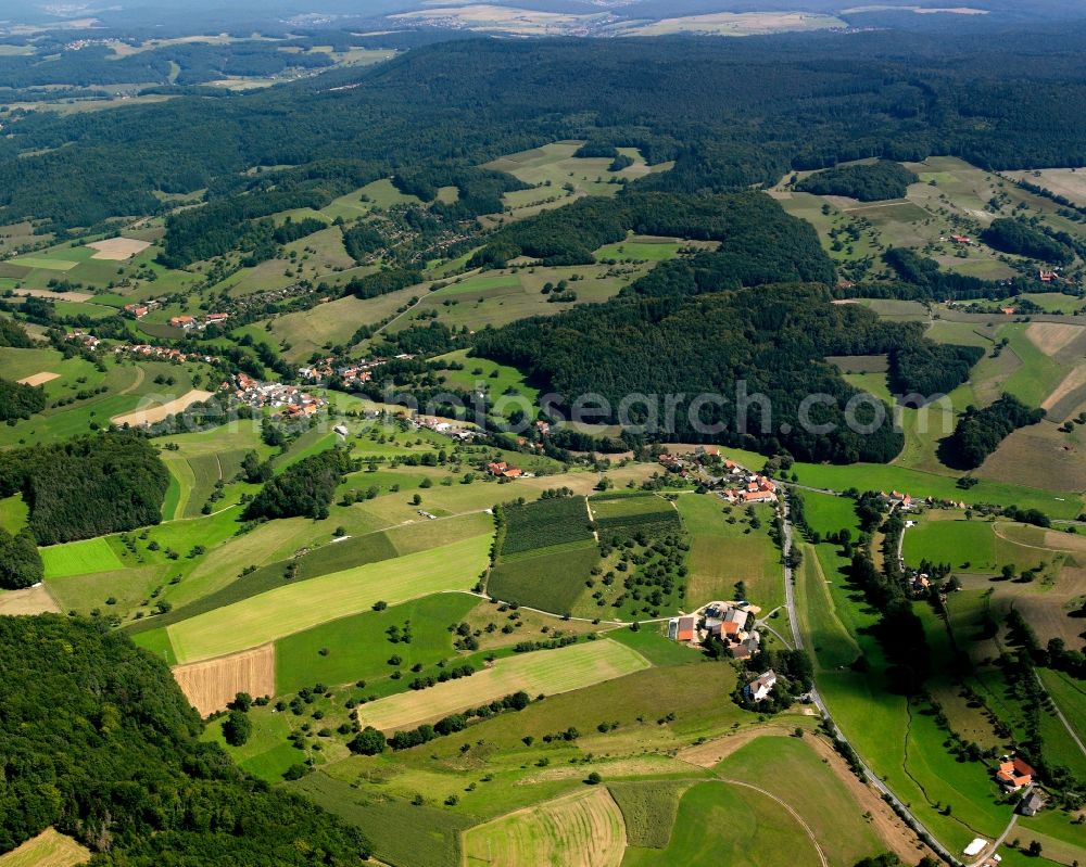 Unter-Ostern from above - Village - view on the edge of forested areas in Unter-Ostern in the state Hesse, Germany