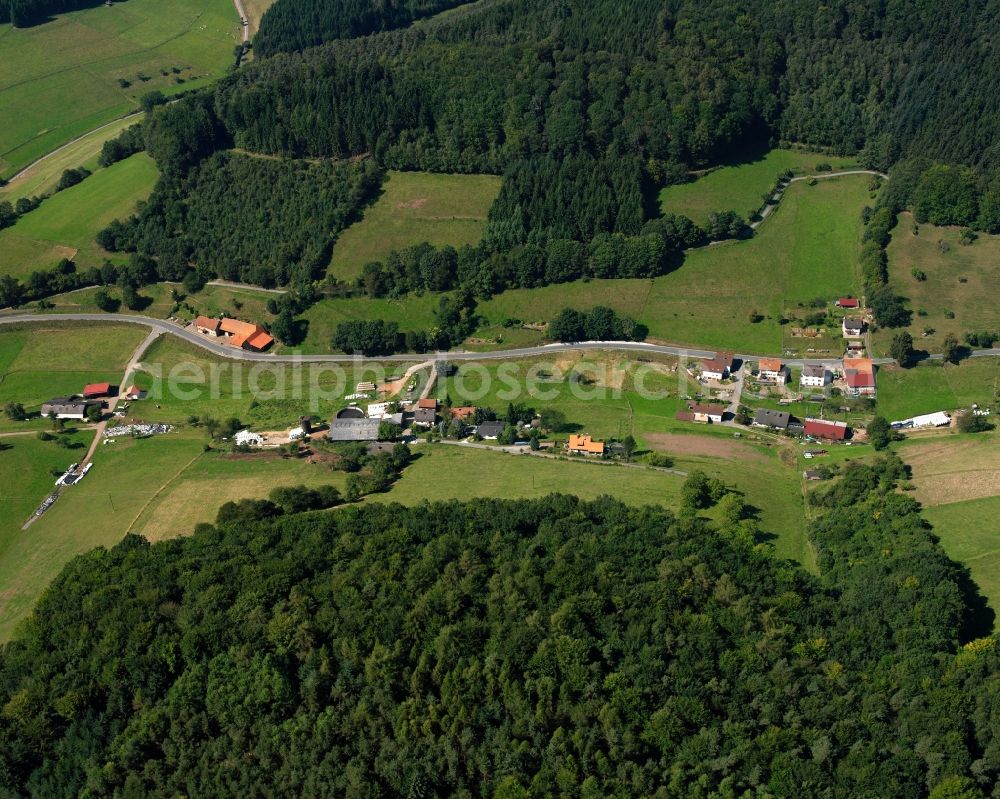 Aerial image Unter-Sensbach - Village - view on the edge of forested areas in Unter-Sensbach in the state Hesse, Germany