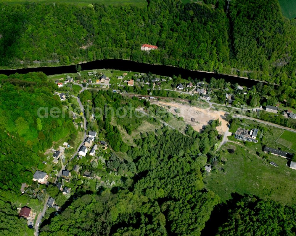 Aerial image Unterrauschenthal - Village - view on the edge of forested areas in Unterrauschenthal in the state Saxony, Germany