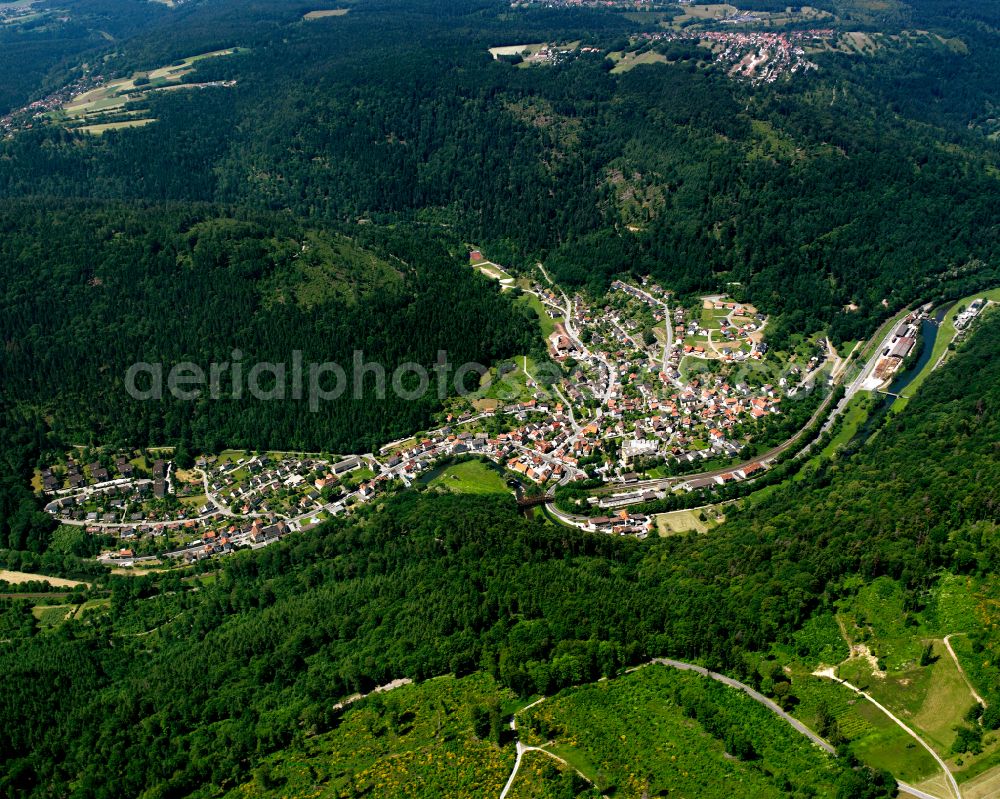 Aerial image Unterreichenbach - Village - view on the edge of forested areas in Unterreichenbach in the state Baden-Wuerttemberg, Germany